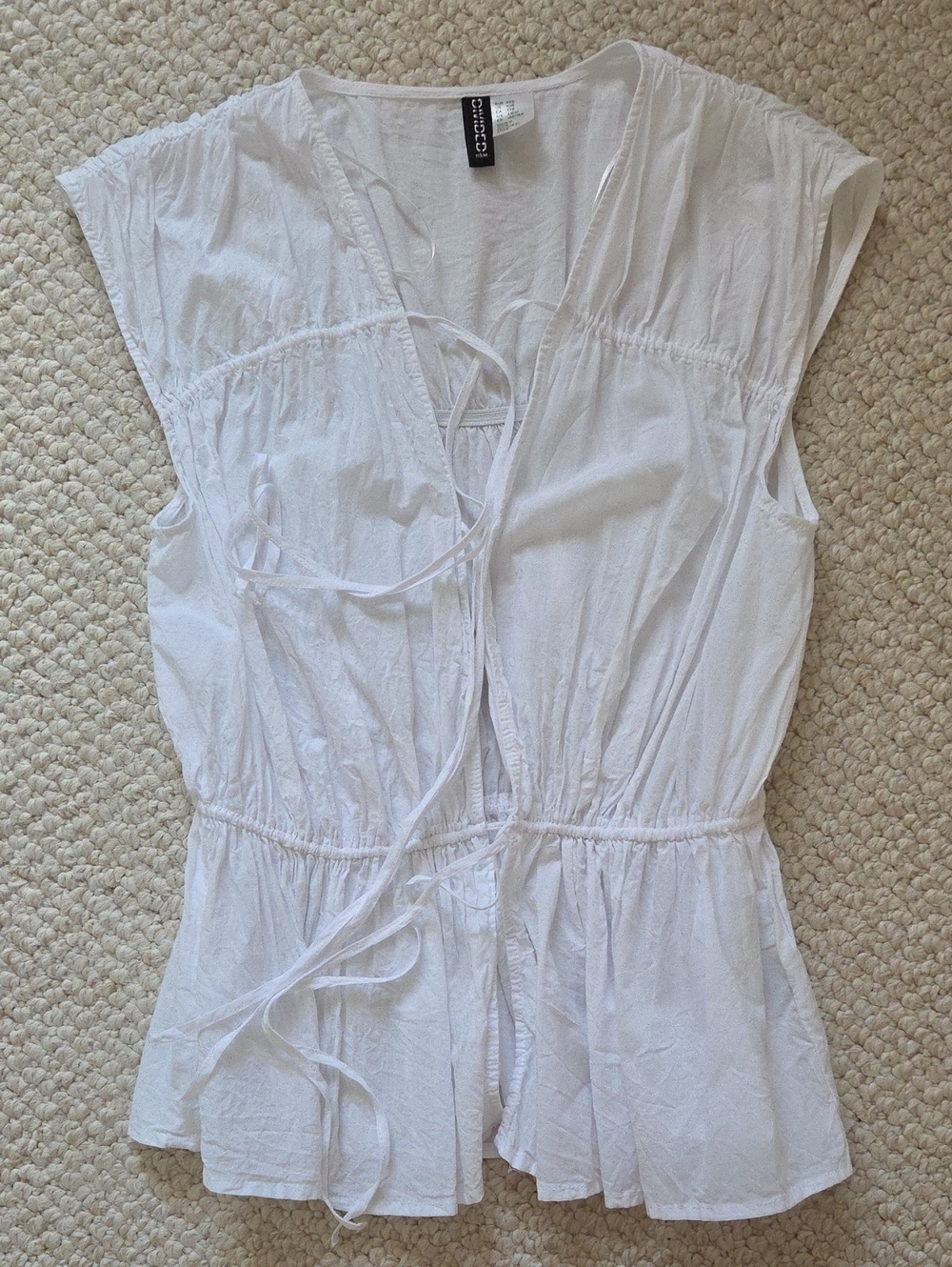 H&M White Tie-Front Peplum Tunic